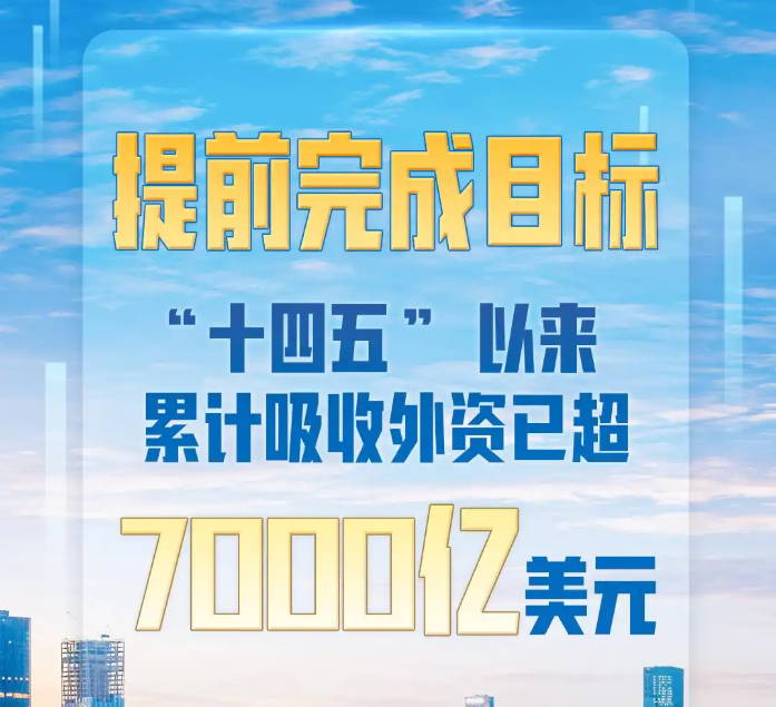提前完成目標(biāo)！中國“十四五”以來累計吸收外資已超7000億美元